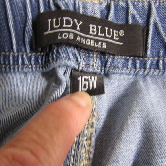 JUDY BLUE Jeans 16W Elastic Waist High Rise Cargo Tapered Medium Wash  JB88496 - Picture 7 of 10